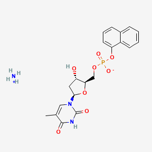 molecular formula C20H24N3O8P B12842263 azanium;[(2R,3S,5R)-3-hydroxy-5-(5-methyl-2,4-dioxopyrimidin-1-yl)oxolan-2-yl]methyl naphthalen-1-yl phosphate 