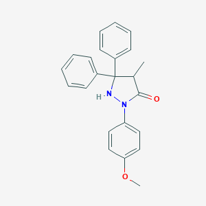 molecular formula C23H22N2O2 B128423 2-(4-Methoxyphenyl)-4-methyl-5,5-diphenyl-3-pyrazolidinone CAS No. 145990-81-4