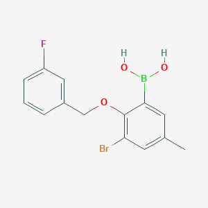 molecular formula C14H13BBrFO3 B1284259 3-Bromo-2-(3'-fluorobenzyloxy)-5-methylphenylboronic acid CAS No. 849062-40-4