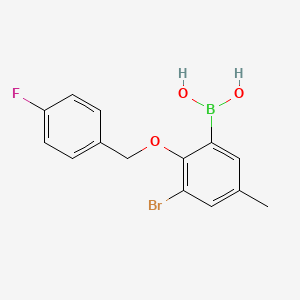 molecular formula C14H13BBrFO3 B1284260 3-Bromo-2-(4'-fluorobenzyloxy)-5-methylphenylboronic acid CAS No. 849062-41-5