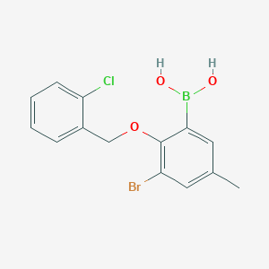 molecular formula C14H13BBrClO3 B1284262 (3-Bromo-2-((2-chlorobenzyl)oxy)-5-methylphenyl)boronic acid CAS No. 849052-17-1