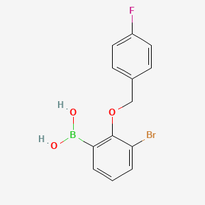 molecular formula C13H11BBrFO3 B1284273 3-Bromo-2-(4'-fluorobenzyloxy)phenylboronic acid CAS No. 849052-22-8