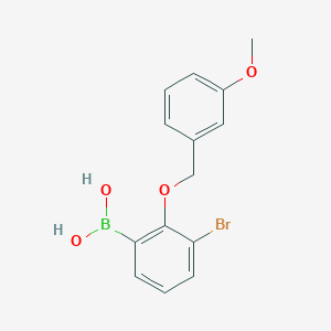 molecular formula C14H14BBrO4 B1284276 3-Bromo-2-(3'-methoxybenzyloxy)phenylboronic acid CAS No. 849052-24-0