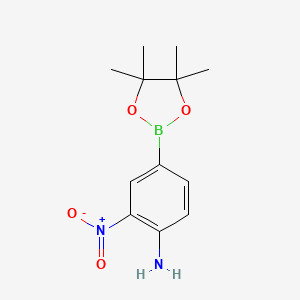 molecular formula C12H17BN2O4 B1284282 2-硝基-4-(4,4,5,5-四甲基-1,3,2-二氧杂硼环-2-基)苯胺 CAS No. 833486-94-5