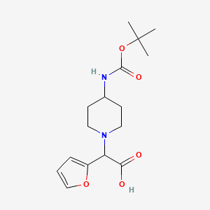 molecular formula C16H24N2O5 B1284286 2-(4-((叔丁氧羰基)氨基)哌啶-1-基)-2-(呋喃-2-基)乙酸 CAS No. 870703-77-8