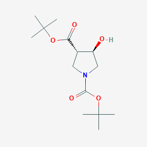 molecular formula C14H25NO5 B12842931 Trans-di-tert-butyl 4-hydroxypyrrolidine-1,3-dicarboxylate 