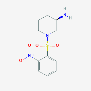 molecular formula C11H15N3O4S B12843047 (R)-1-((2-Nitrophenyl)sulfonyl)piperidin-3-amine 
