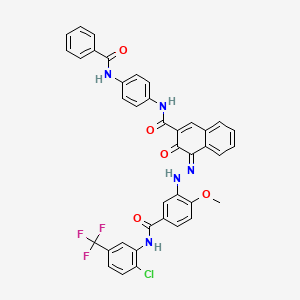 molecular formula C39H27ClF3N5O5 B12843172 N-[4-(Benzoylamino)Phenyl]-4-[[5-[[2-Chloro-5-(Trifluoromethyl)Phenyl]Carbamoyl]-2-Methoxyphenyl]Hydrazinylidene]-3-Oxonaphthalene-2-Carboxamide 