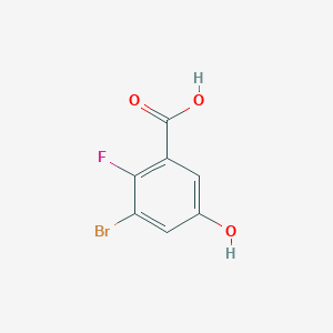 molecular formula C7H4BrFO3 B12843224 3-Bromo-2-fluoro-5-hydroxybenzoic acid 