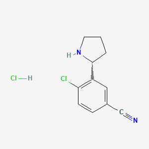 molecular formula C11H12Cl2N2 B12843464 (R)-4-Chloro-3-(pyrrolidin-2-yl)benzonitrile hydrochloride 