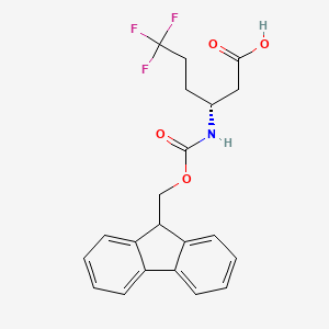 molecular formula C21H20F3NO4 B12843871 (R)-3-((((9H-Fluoren-9-yl)methoxy)carbonyl)amino)-6,6,6-trifluorohexanoic acid 