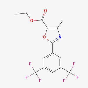 molecular formula C15H11F6NO3 B12844336 Ethyl 2-[3,5-bis(trifluoromethyl)phenyl]-4-methyl-1,3-oxazole-5-carboxylate 