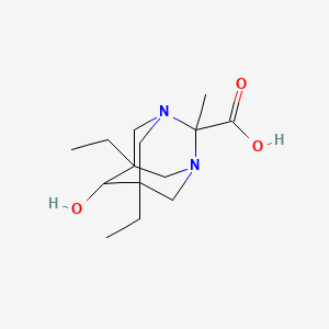 molecular formula C14H24N2O3 B12845148 5,7-Diethyl-6-hydroxy-2-methyl-1,3-diazaadamantane-2-carboxylic acid 