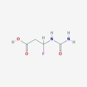 molecular formula C4H7FN2O3 B12845228 beta-Fluoro-betaureido-propionic acid 