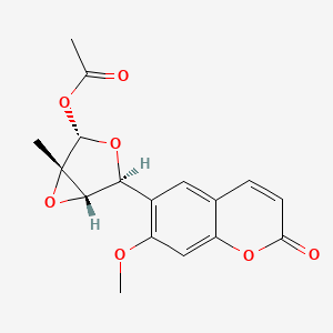 molecular formula C17H16O7 B12845419 rel-(1S,2S,4S,5S)-4-(7-Methoxy-2-oxo-2H-chromen-6-yl)-1-methyl-3,6-dioxabicyclo[3.1.0]hexan-2-yl acetate 
