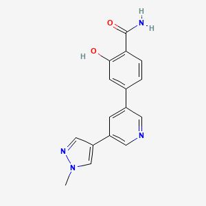 molecular formula C16H14N4O2 B12846565 2-Hydroxy-4-(5-(1-methyl-1H-pyrazol-4-yl)pyridin-3-yl)benzamide 