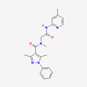 molecular formula C21H23N5O2 B12846572 N,3,5-Trimethyl-N-(2-((4-methylpyridin-2-yl)amino)-2-oxoethyl)-1-phenyl-1H-pyrazole-4-carboxamide 