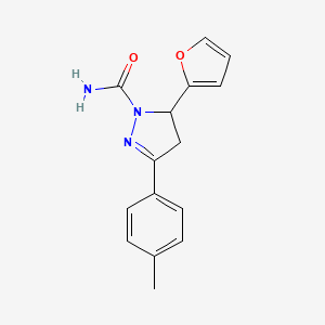 molecular formula C15H15N3O2 B12846729 5-(Furan-2-yl)-3-p-tolyl-4,5-dihydro-1h-pyrazole-1-carboxamide 