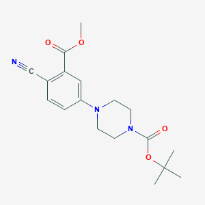 molecular formula C18H23N3O4 B12846935 tert-Butyl 4-(4-cyano-3-(methoxycarbonyl)phenyl)piperazine-1-carboxylate 