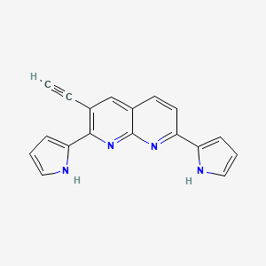 molecular formula C18H12N4 B12846936 3-ethynyl-2,7-bis(1H-pyrrol-2-yl)-1,8-naphthyridine 