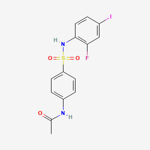 molecular formula C14H12FIN2O3S B12847226 N-(4-(N-(2-Fluoro-4-iodophenyl)sulfamoyl)phenyl)acetamide 
