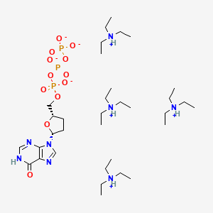 molecular formula C34H75N8O12P3 B12847319 Triethylammonium ((2S,5R)-5-(6-hydroxy-9H-purin-9-yl)tetrahydrofuran-2-yl)methyl triphosphate 