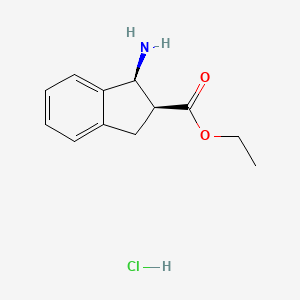 molecular formula C12H16ClNO2 B12847361 ethyl (1S,2S)-1-amino-2,3-dihydro-1H-indene-2-carboxylate;hydrochloride 