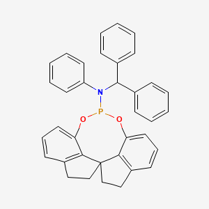 molecular formula C36H30NO2P B12847786 N-benzhydryl-N-phenyl-4,5,6,7-tetrahydroiindeno[7,1-de:1',7'-fg][1,3,2]dioxaphosphocin-12-amine 