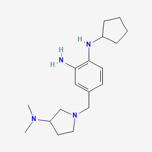 molecular formula C18H30N4 B12847797 N1-Cyclopentyl-4-((3-(dimethylamino)pyrrolidin-1-yl)methyl)benzene-1,2-diamine CAS No. 1956310-48-7