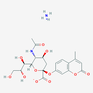 molecular formula C21H28N2O11 B12847893 azanium;(2S,4S,5R,6R)-5-acetamido-4-hydroxy-2-(4-methyl-2-oxochromen-7-yl)oxy-6-[(1R,2R)-1,2,3-trihydroxypropyl]oxane-2-carboxylate 