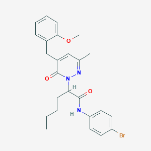 molecular formula C25H28BrN3O3 B12847929 N-(4-bromophenyl)-2-(5-(2-methoxybenzyl)-3-methyl-6-oxopyridazin-1(6H)-yl)hexanamide 