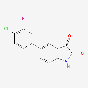 molecular formula C14H7ClFNO2 B12848412 5-(4-Chloro-3-fluorophenyl)-1H-indole-2,3-dione 
