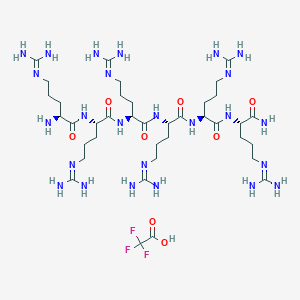 molecular formula C38H76F3N25O8 B12848495 L-Argininamide, L-arginyl-L-arginyl-L-arginyl-L-arginyl-L-arginyl-, 2,2,2-trifluoroacetate 