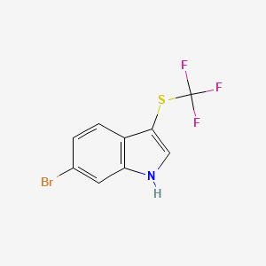 molecular formula C9H5BrF3NS B12848620 6-Bromo-3-(trifluoromethylthio)indole 