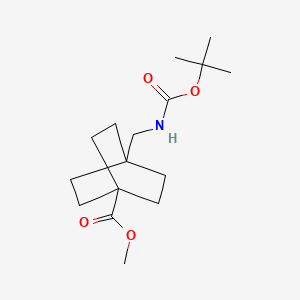 molecular formula C16H27NO4 B12848822 Methyl 4-[(tert-butoxycarbonylamino)methyl]bicyclo[2.2.2]octane-1-carboxylate 