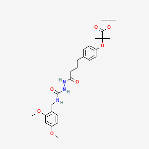 molecular formula C28H39N3O7 B12848846 Tert-butyl 2-(4-(4-(2-((2,4-dimethoxybenzyl)carbamoyl)hydrazinyl)-4-oxobutyl)phenoxy)-2-methylpropanoate 