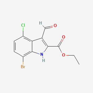 molecular formula C12H9BrClNO3 B12849313 Ethyl 7-bromo-4-chloro-3-formyl-1H-indole-2-carboxylate 