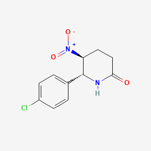 molecular formula C11H11ClN2O3 B12849437 trans-6-(4-Chlorophenyl)-5-nitropiperidin-2-one 