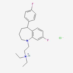 molecular formula C22H29ClF2N2 B12849591 Diethyl-[2-[8-fluoro-5-(4-fluorophenyl)-2,3,4,5-tetrahydro-1-benzazepin-1-yl]ethyl]azanium chloride CAS No. 77795-97-2