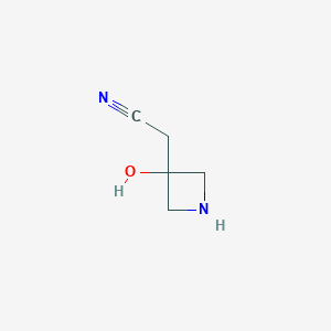 molecular formula C5H8N2O B12849627 2-(3-Hydroxyazetidin-3-yl)acetonitrile 