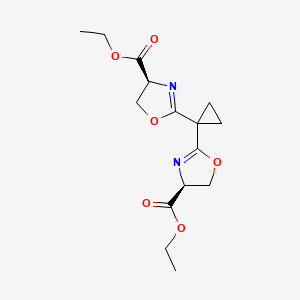 molecular formula C15H20N2O6 B12849647 Diethyl 2,2'-(cyclopropane-1,1-diyl)(4S,4'S)-bis(4,5-dihydrooxazole-4-carboxylate) 