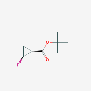 molecular formula C8H13FO2 B128497 Cyclopropanecarboxylic acid, 2-fluoro-, 1,1-dimethylethyl ester, (1R,2R)-rel- CAS No. 152237-14-4