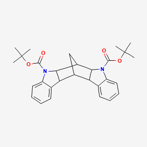 molecular formula C29H34N2O4 B12849771 Di-tert-butyl 5a,6,6a,11b,12,12a-hexahydro-6,12-methanoindolo[2,3-b]carbazole-5,7-dicarboxylate 