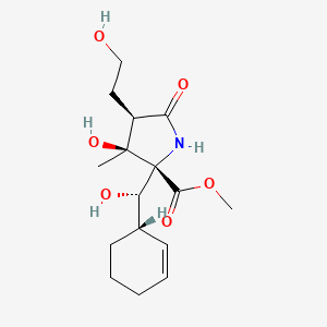 molecular formula C16H25NO6 B12849846 Methyl (2R,3S,4R)-2-((S)-((S)-cyclohex-2-en-1-yl)(hydroxy)methyl)-3-hydroxy-4-(2-hydroxyethyl)-3-methyl-5-oxopyrrolidine-2-carboxylate 