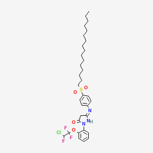 molecular formula C33H45ClF3N3O4S B12849996 2-[2-(2-Chloro-1,1,2-trifluoroethoxy)phenyl]-5-[[4-(hexadecylsulphonyl)phenyl]amino]-2,4-dihydro-3h-pyrazol-3-one CAS No. 84100-61-8