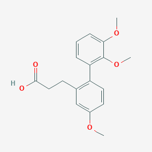 molecular formula C18H20O5 B128500 3-Phenylpropionic acid, 5-methoxy-2-[2,3-dimethoxyphenyl]- CAS No. 145068-46-8