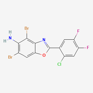 molecular formula C13H5Br2ClF2N2O B12850060 4,6-Dibromo-2-(2-chloro-4,5-difluorophenyl)-1,3-benzoxazol-5-amine CAS No. 637303-09-4