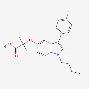 molecular formula C23H26FNO3 B12850164 2-((1-Butyl-3-(4-fluorophenyl)-2-methyl-1H-indol-5-yl)oxy)-2-methylpropanoic acid CAS No. 76469-04-0