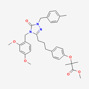 molecular formula C33H39N3O6 B12850224 methyl 2-(4-(3-(4-(2,4-dimethoxybenzyl)-1-(4-methylbenzyl)-5-oxo-4,5-dihydro-1H-1,2,4-triazol-3-yl)propyl)phenoxy)-2-methylpropanoate 