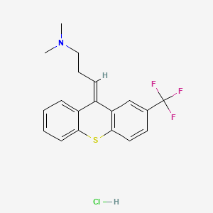 molecular formula C19H19ClF3NS B12850272 Thioxanthene, 9-(3-(dimethylamino)propylidene)-2-trifluoromethyl-, hydrochloride, (E)- CAS No. 37028-28-7